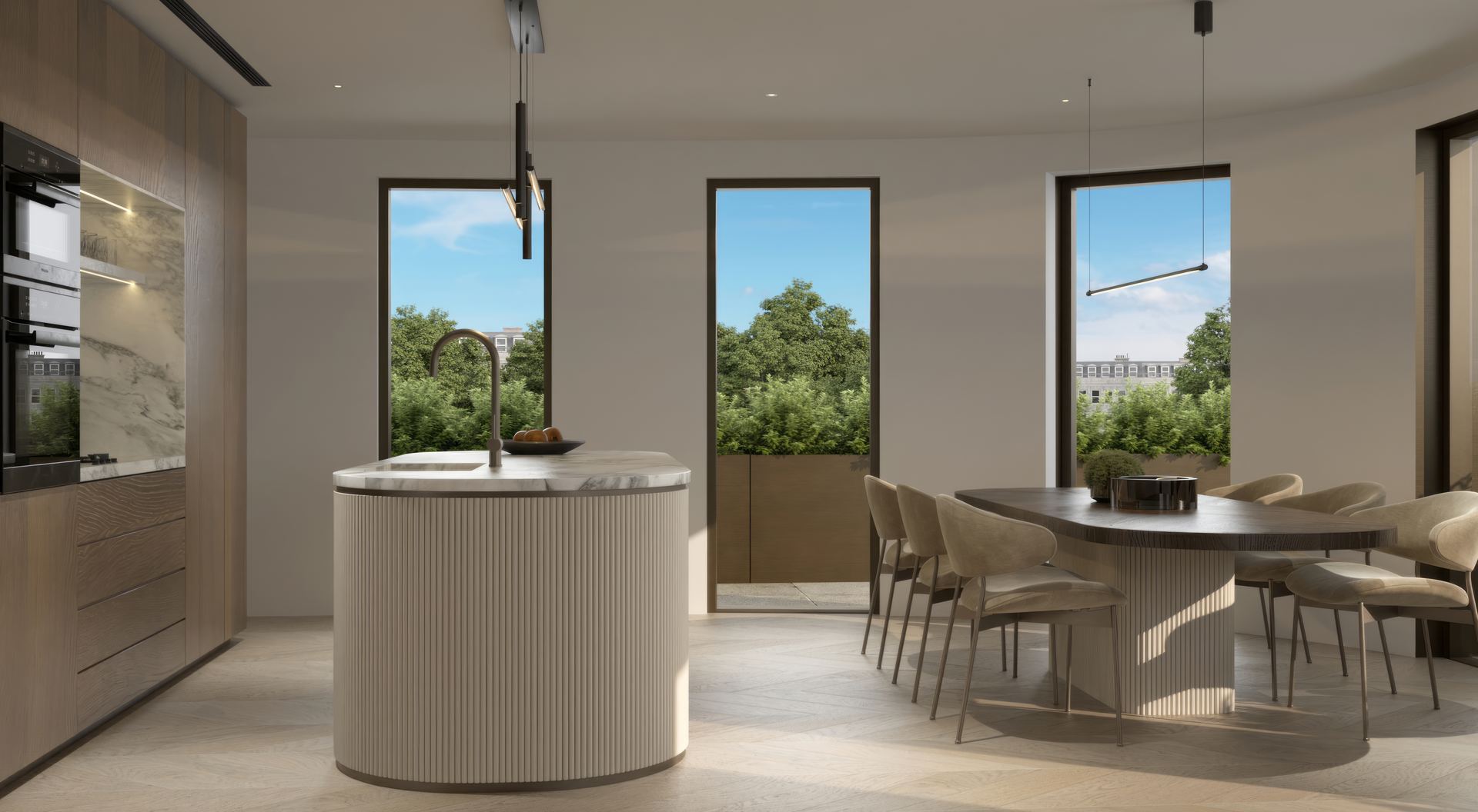 8' to Central — kitchen and dining area