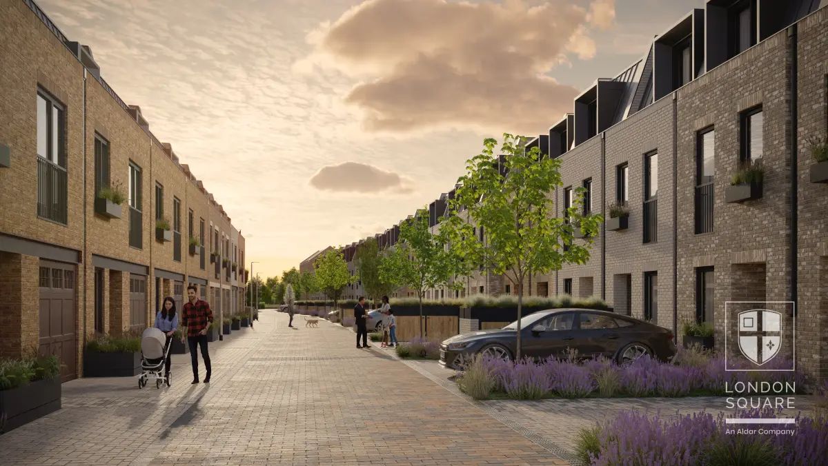 Twickenham Green — Bakers Mews houses, evening
